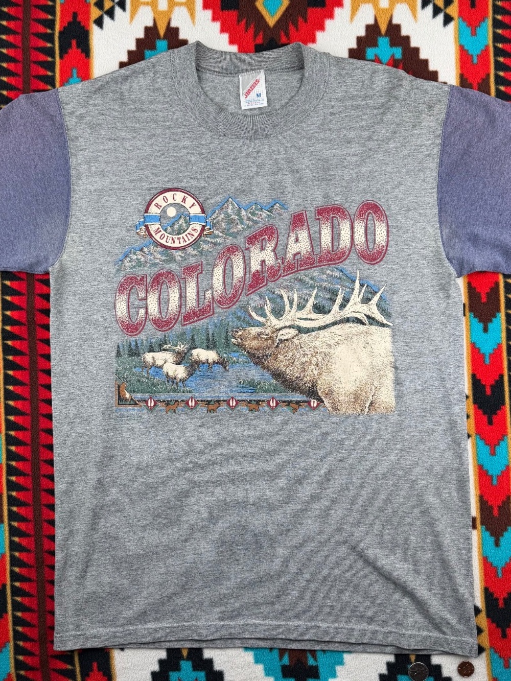 Vintage Colorado Elk Wildlife T Shirt Russell Athletic USA Made 90s Outdoor